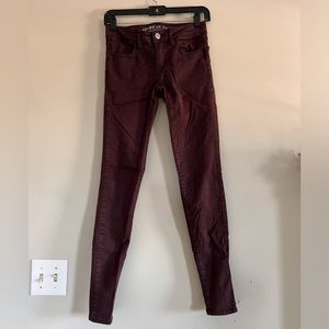 Burgundy Stretchy Jeggings American Eagle